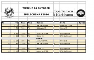 Spelschema F2014 - 16 Oktober 